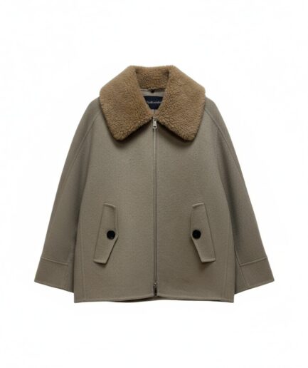 The Cropped Wool Coat with Teddy Collar