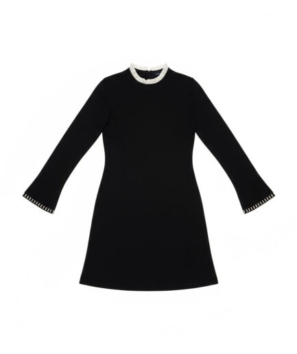 The White-Trimmed Wool Mini Dress