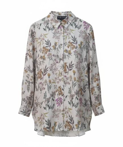 The Floral Print Silk Shirt with High-Low Hem