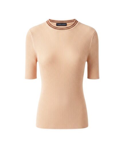The Silk-Cotton Knit Top with Layered Collar