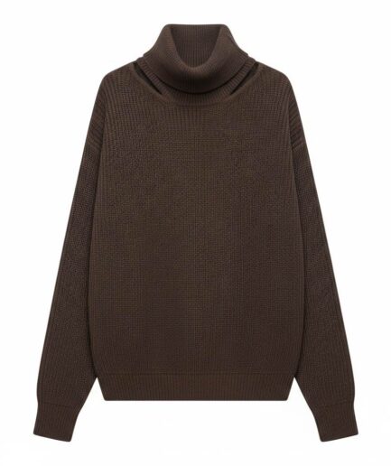 The Long Rib-Knit Turtleneck with Keyhole Detail