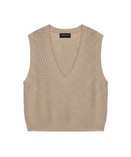 The Beige Wool Top with Oval Cable Knit
