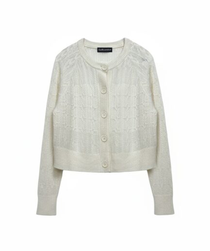 The Textured Cashmere Cardigan with Sheer Panels