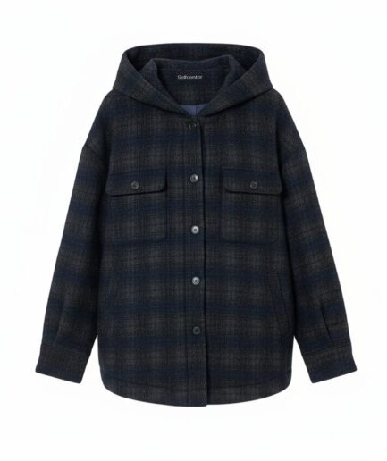 The Cashmere-Blend Hooded Coat with Polyester Fill