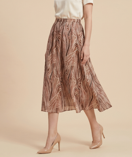 100% Ramie A-Line Midi Skirt