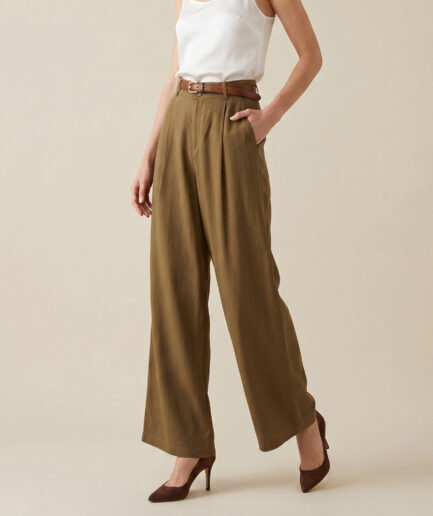 Luxury Fiber Blend High-Waisted Wide-Leg Pants