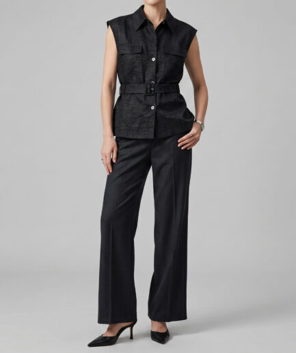 Artisanal Crackled Silk Sleeveless Shirt