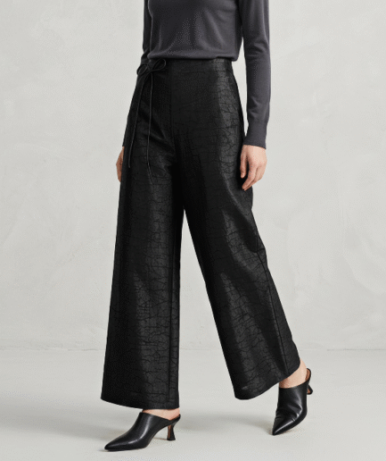 Artisanal Crackled Silk Straight-Leg Pants