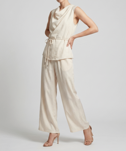 100% Acetate Wide-Leg Pants