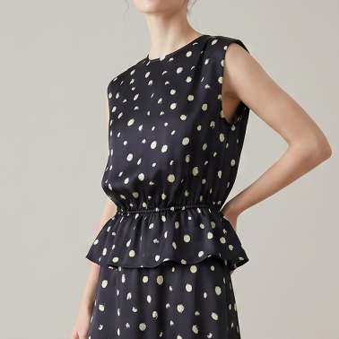 Pure Silk Polka Dot Top